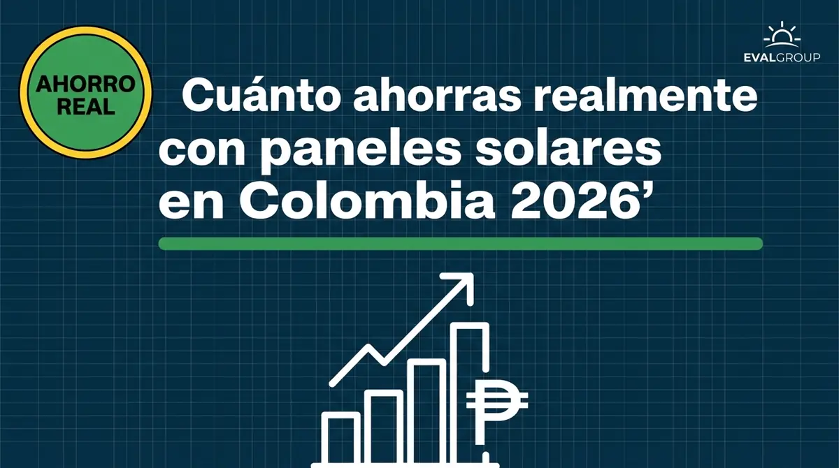 Casa con paneles solares en Colombia y gráfico de ahorro energético proyectado